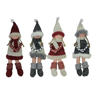 Northlight Plush Doll Christmas Ornament 4-piece Set