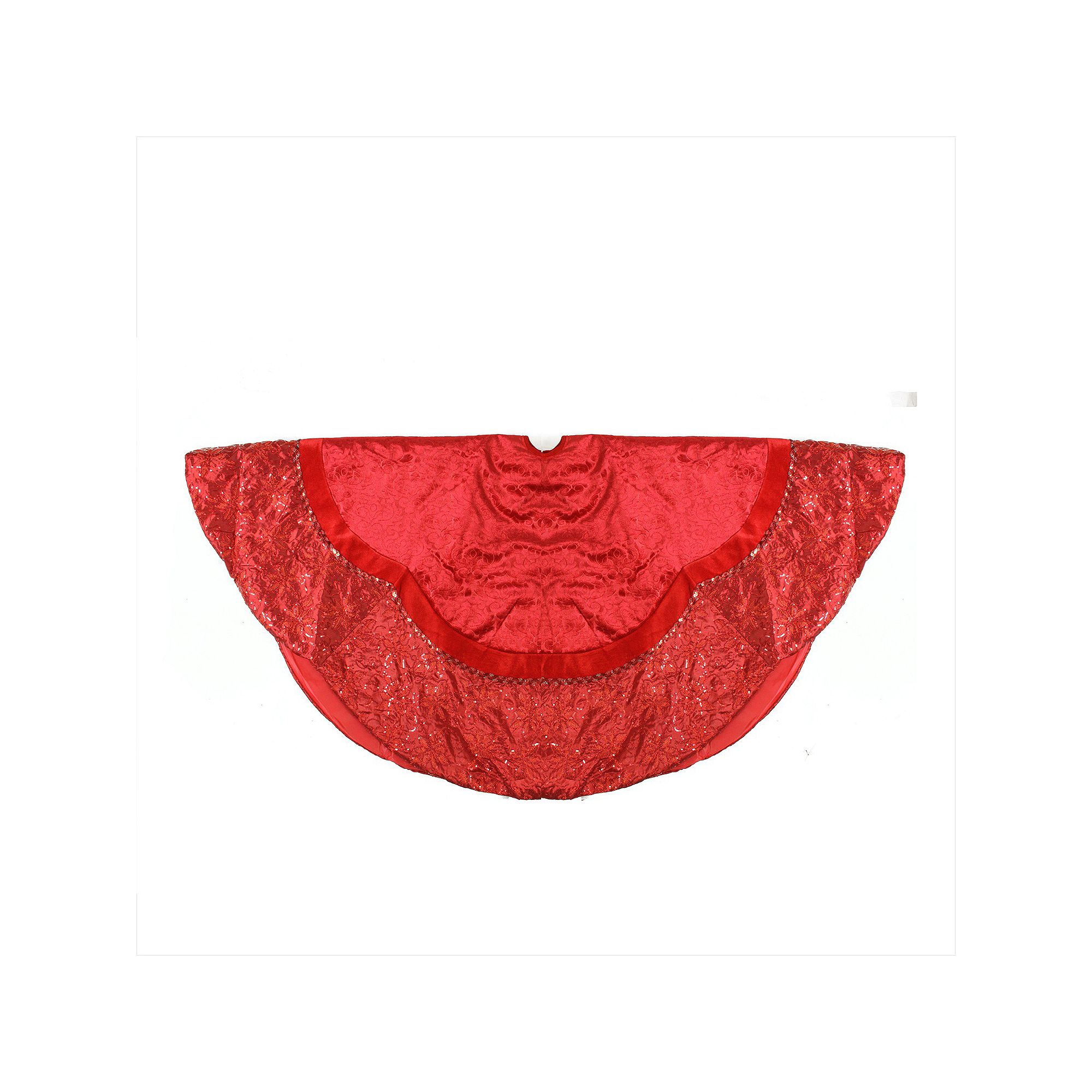 Northlight 60-in. Poinsettia Velveteen Christmas Tree Skirt, Red