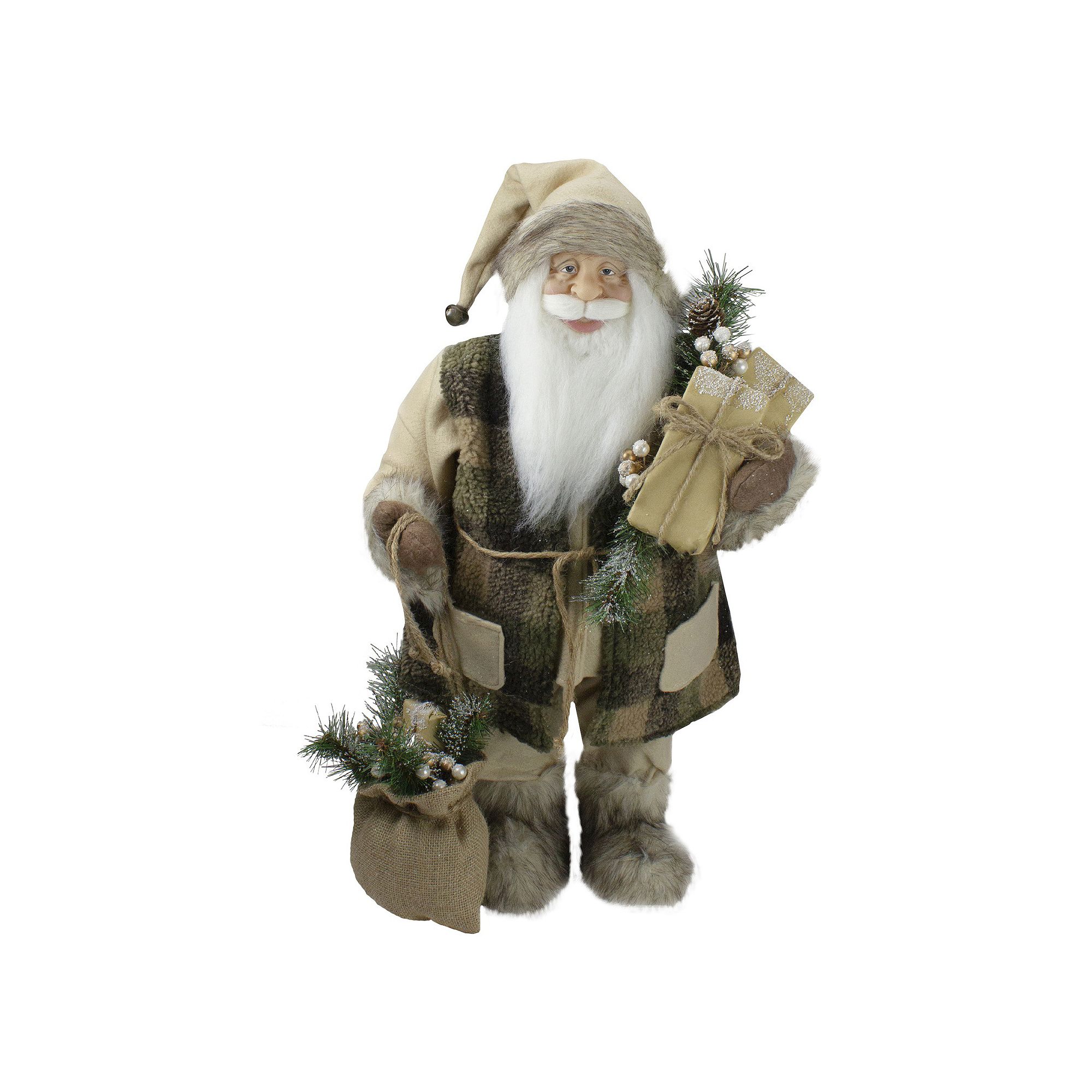 Northlight 24-in. Rustic Faux-Fur Lodge Santa Christmas Decor, Brown