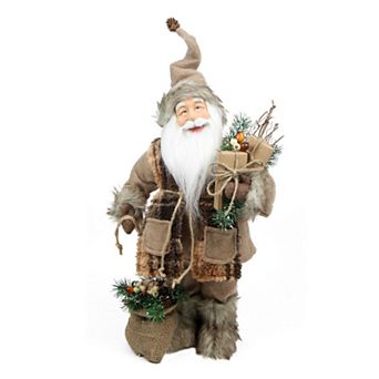 Northlight 24 in Rustic Faux-Fur Lodge Santa Christmas Decor