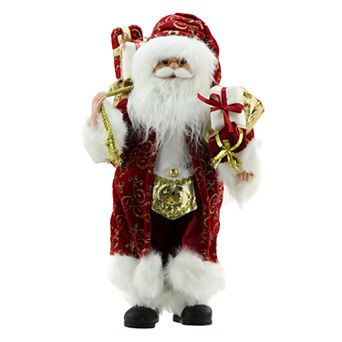 Northlight 16 in Traditional Faux-Fur Standing Santa Christmas Decor