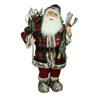 Northlight 3-ft. Snowshoes & Skis Faux-Fur Santa Christmas Decor