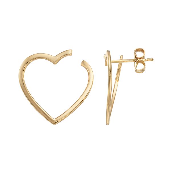 Sechic 14k Gold Heart Hoop Earrings