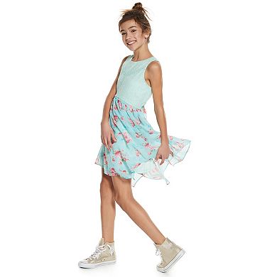 Disney D-Signed Girls 7-16 Lace & Floral Sharkbite Hem Dress