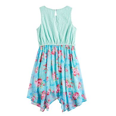 Disney D-Signed Girls 7-16 Lace & Floral Sharkbite Hem Dress