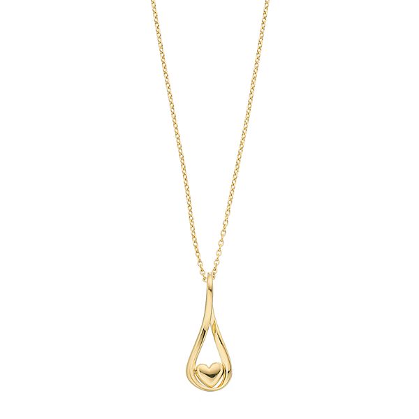 Sechic 14k Gold Heart Teardrop Pendant Necklace