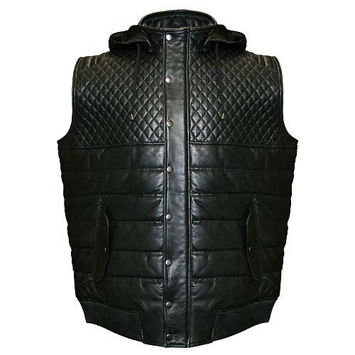 Big & Tall Franchise Club Geo Hooded Lambskin Leather Vest