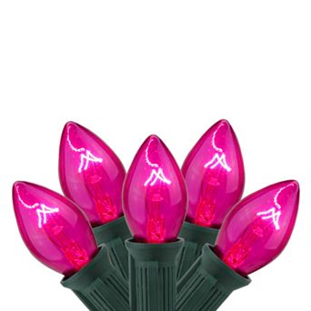 Northlight 25-Light Transparent Pink Indoor / Outdoor Christmas Lights