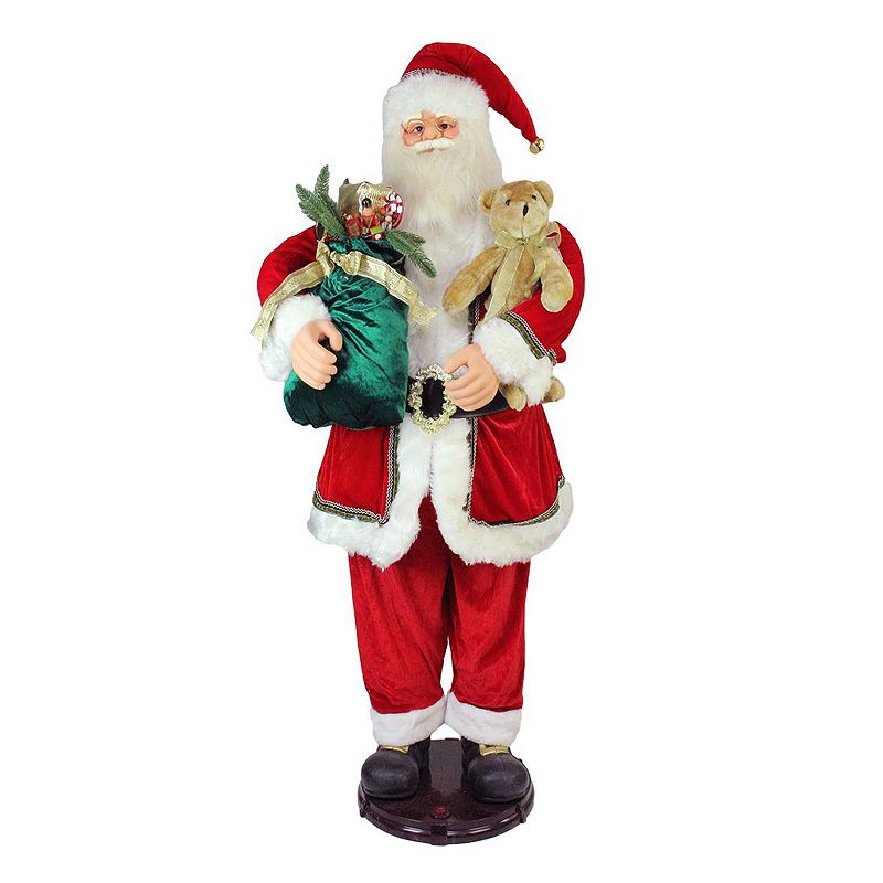 Northlight 5-ft. Faux-Fur Animated Musical Santa Christmas Decor, Red