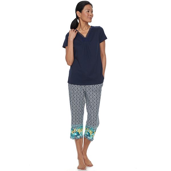 Women's Croft & Barrow® Pajamas: Island Getaway Lace Sleep Tee & Capris ...