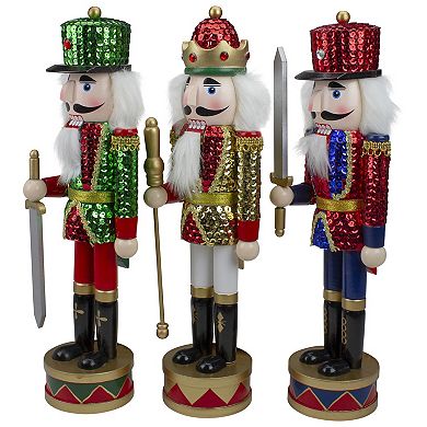 14-in. Sequin Nutcracker Christmas Decor 3-piece Set