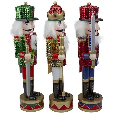 14-in. Sequin Nutcracker Christmas Decor 3-piece Set