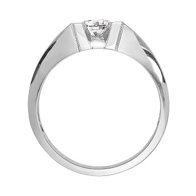 Men's Sterling Silver Diamonore Solitaire Ring
