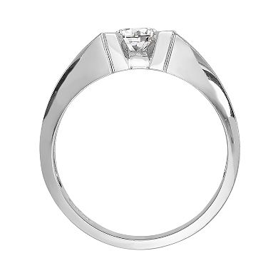Men's Sterling Silver Diamonore Solitaire Ring 