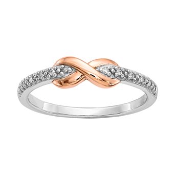 Two Tone Sterling Silver Diamond Accent Infinity Promise Ring