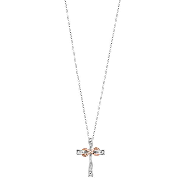 10K Rose Gold 1/10 Carat TW Diamond Gift Cross Pendant