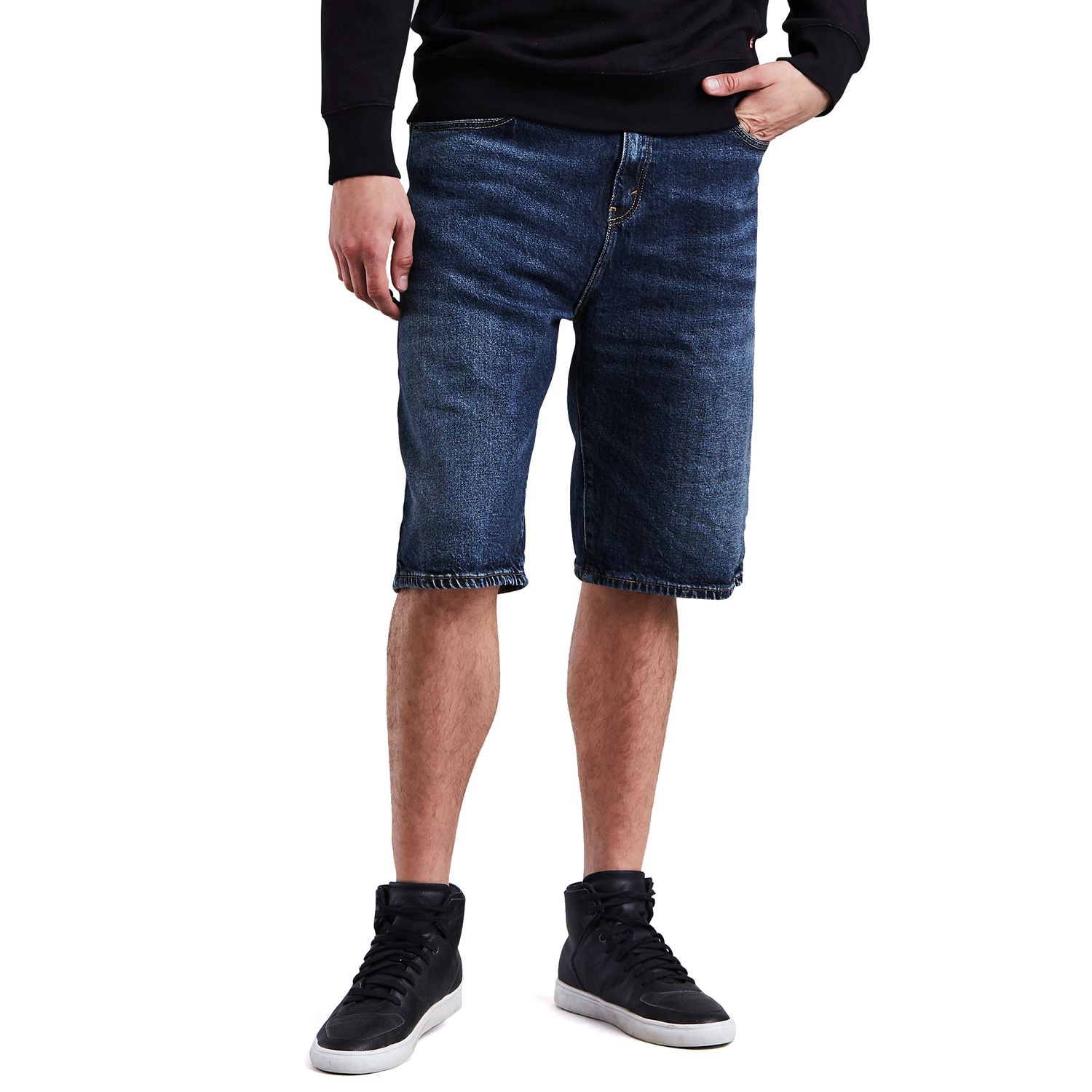 mens long denim shorts