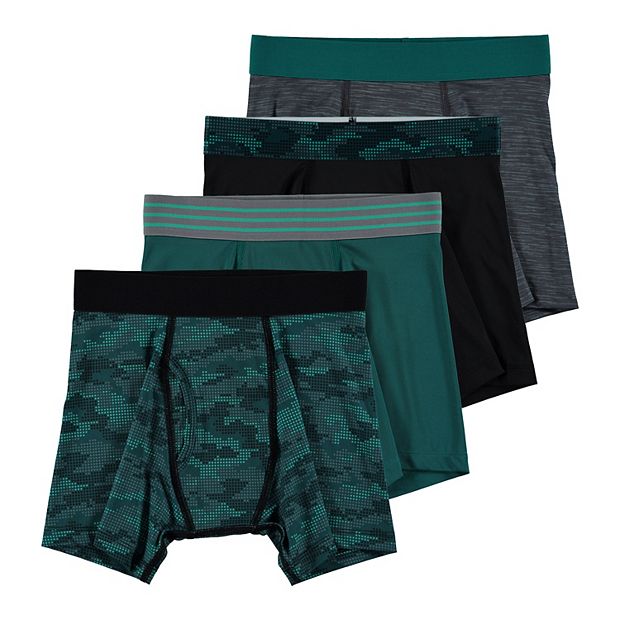 NWOT Athletic Works Boys Medium 4 Pack Boxer Briefs Underwear Tagless Green  Gray Comments