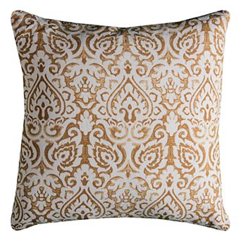 Rizzy Home Damask Cotton Burlap Throw Pillow