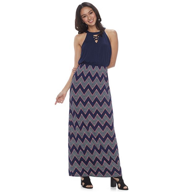 Juniors Three Pink Hearts Print Maxi Dress