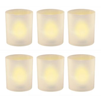 LumaBase Frosted Plastic Amber LED Candle 6 pc Set
