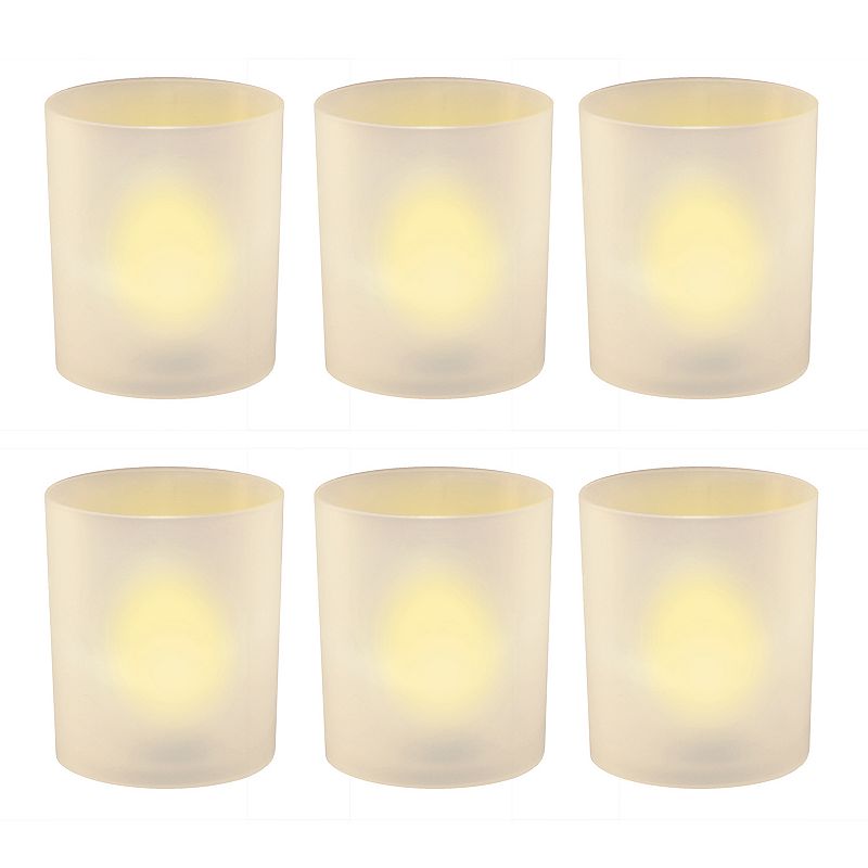 LumaBase Frosted Plastic Amber LED Candle 6-piece Set, Multicolor
