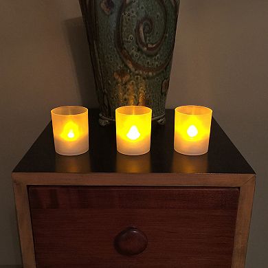 LumaBase Frosted Plastic Amber LED Candle 6-piece Set