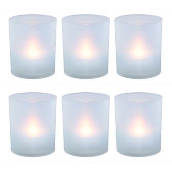 LumaBase Frosted Plastic Warm White LED Candle 6 pc Set