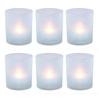 LumaBase Frosted Plastic Warm White LED Candle 6 pc Set