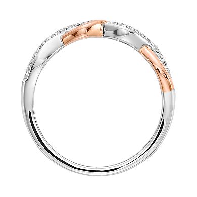 Two Tone 10k White Gold 1/8 Carat T.W. Diamond Twist Ring