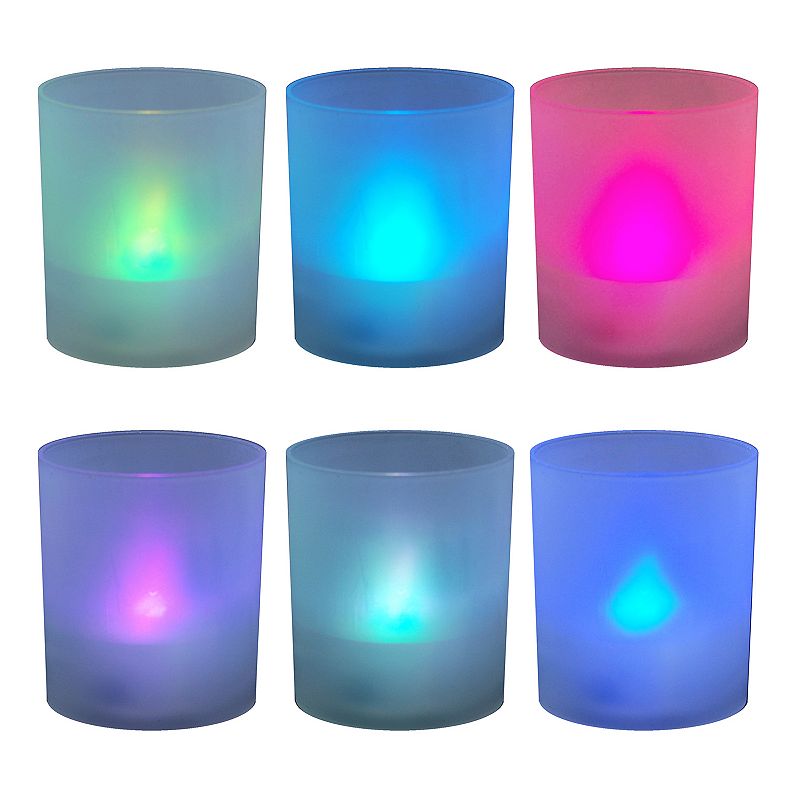LumaBase Frosted Plastic Color-Changing LED Candle 6-piece Set, Multicolor