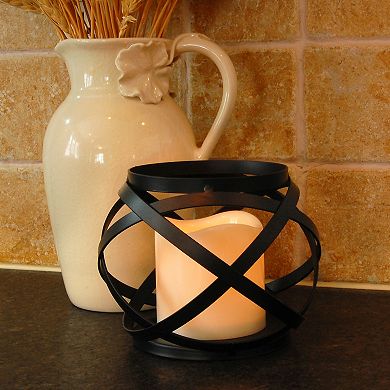 LumaBase Woven Orb Lantern & LED Candle 2-piece Set 