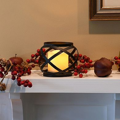 LumaBase Woven Orb Lantern & LED Candle 2-piece Set