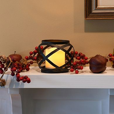 LumaBase Woven Orb Lantern & LED Candle 2-piece Set 