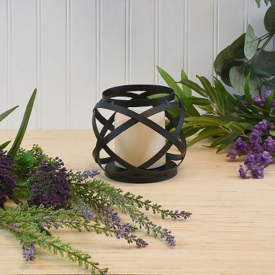 LumaBase Woven Orb Lantern & LED Candle 2-piece Set