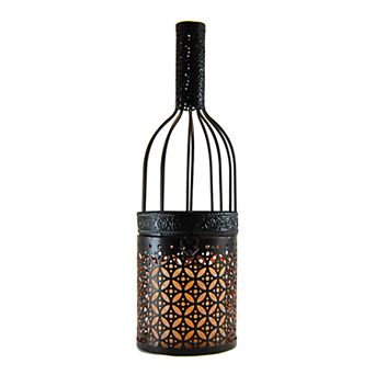 LumaBase Wine Bottle Lantern & LED Candle 2 pc Set