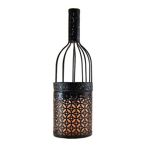 LumaBase Wine Bottle Lantern & LED Candle 2piece Set