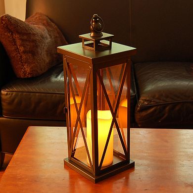 LumaBase Metal Lantern & LED Candle 2-piece Set 