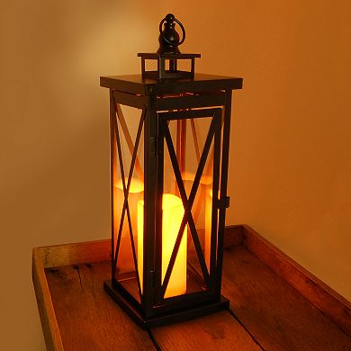 LumaBase Metal Lantern & LED Candle 2-piece Set 