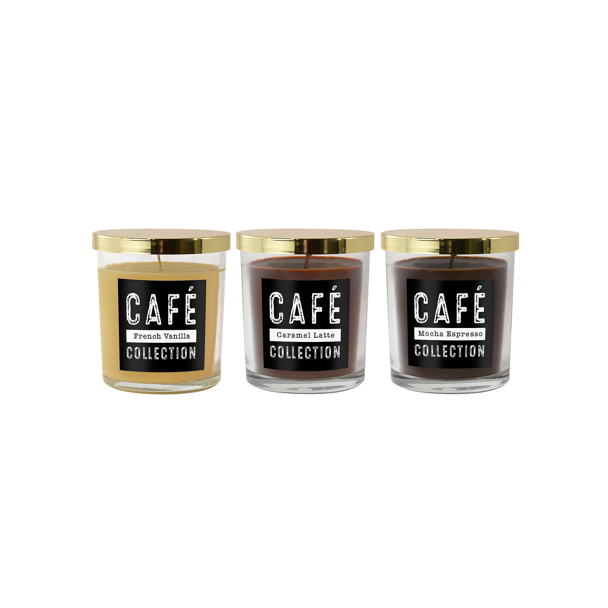 Café Collection Scented Candles - Set of 3, Multicolor