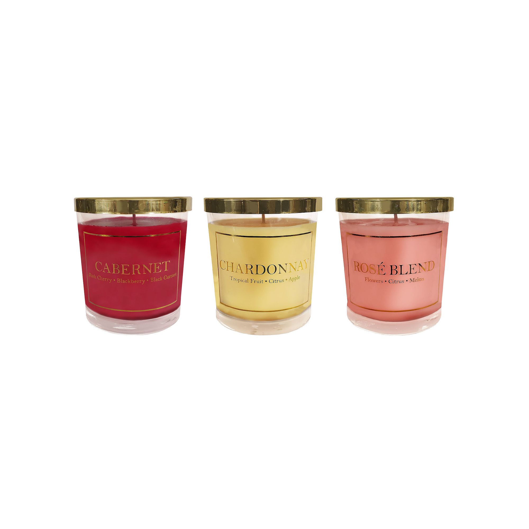 Wine Collection Scented Candles (Set of 3), Multicolor