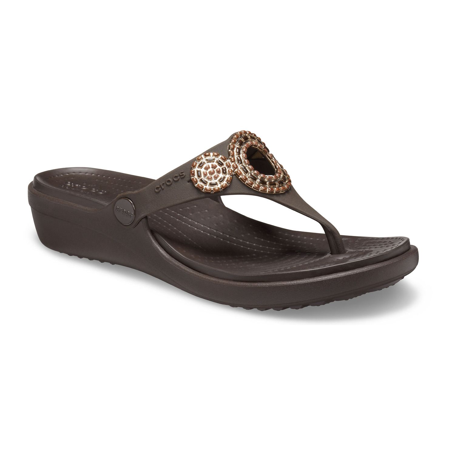 crocs women's sanrah diamante wedge flip