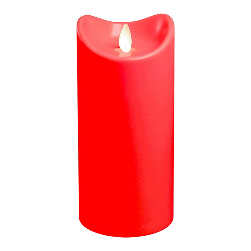 19005572 LumaBase Flameless Flicker Red LED Pillar Candle,  sku 19005572