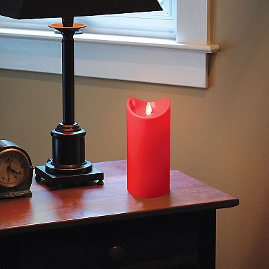 LumaBase Flameless Flicker Red LED Pillar Candle