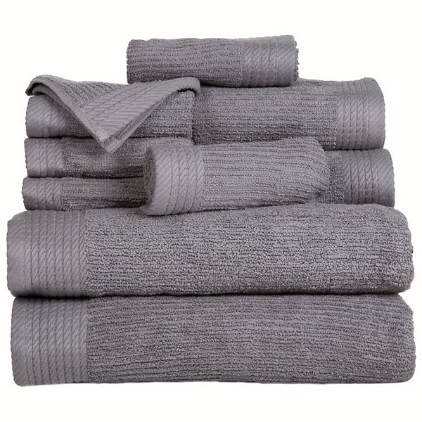 Lavish Home Ribbed Egyptian Cotton 10 Piece Towel Set