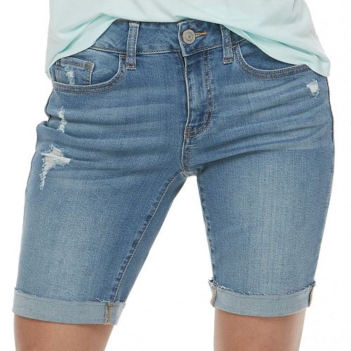 Juniors' SO® Cuffed Midi Bermuda Jean Shorts