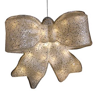 15.5 in Pre-Lit Glittery Bow Christmas Decor