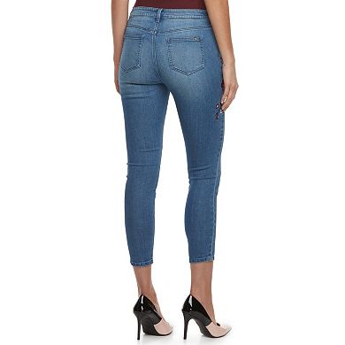 Women's Jennifer Lopez Embroidered Midrise Skinny Ankle Jeans 