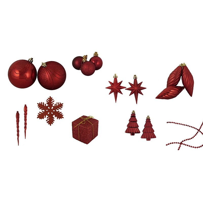 Northlight Shatterproof Christmas Ornament 125-piece Set, Red