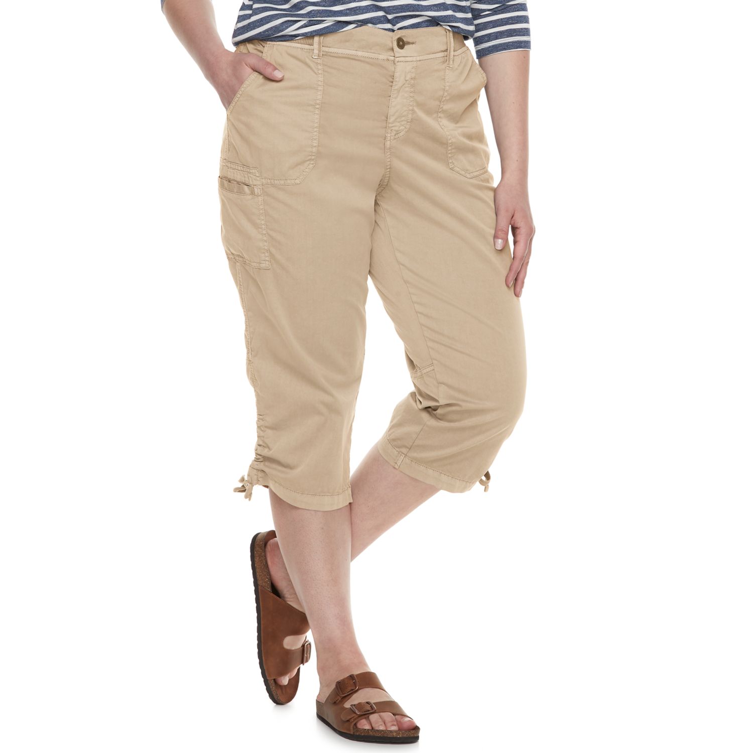 plus size khaki crop pants